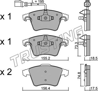 Trusting 568.1 - Тормозные колодки, дисковые, комплект parts5.com