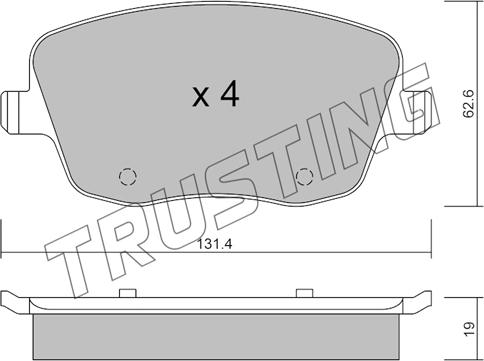 Trusting 563.0 - Тормозные колодки, дисковые, комплект parts5.com