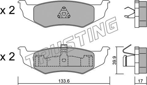 Trusting 538.0 - Тормозные колодки, дисковые, комплект parts5.com