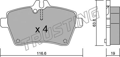 Trusting 662.0 - Тормозные колодки, дисковые, комплект parts5.com