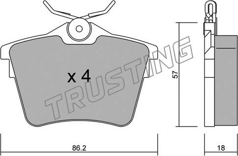 Trusting 618.0 - Комплект тормозных колодок, барабанные parts5.com