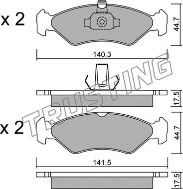 Trusting 090.0 - Тормозные колодки, дисковые, комплект parts5.com