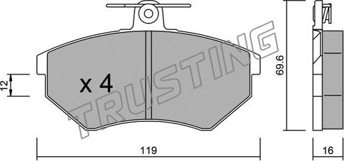 Trusting 052.0 - Тормозные колодки, дисковые, комплект parts5.com