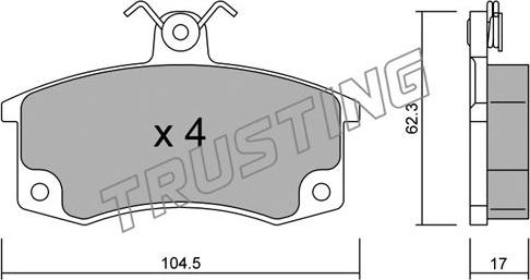 Trusting 064.0 - Тормозные колодки, дисковые, комплект parts5.com