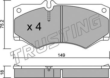 Trusting 016.0 - Тормозные колодки, дисковые, комплект parts5.com