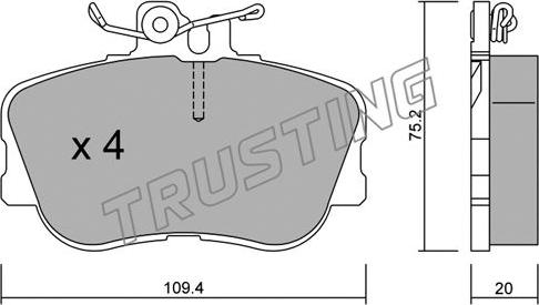 Trusting 161.0 - Тормозные колодки, дисковые, комплект parts5.com