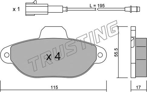 Trusting 162.2 - Тормозные колодки, дисковые, комплект parts5.com