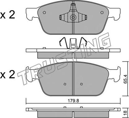 Trusting 1005.0 - Тормозные колодки, дисковые, комплект parts5.com