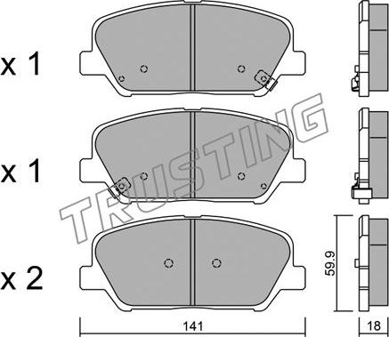 Trusting 1013.0 - Тормозные колодки, дисковые, комплект parts5.com