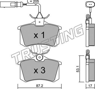 Trusting 102.3 - Тормозные колодки, дисковые, комплект parts5.com