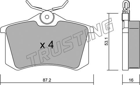 Trusting 102.2 - Тормозные колодки, дисковые, комплект parts5.com