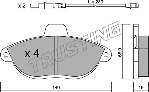 Trusting 107.0 - Тормозные колодки, дисковые, комплект parts5.com