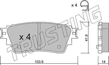 Trusting 1160.0 - Тормозные колодки, дисковые, комплект parts5.com