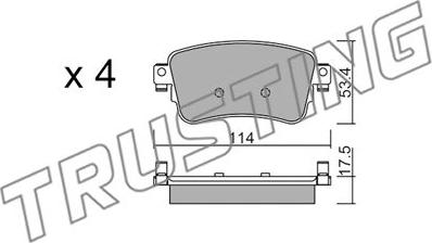 Trusting 1108.0 - Тормозные колодки, дисковые, комплект parts5.com