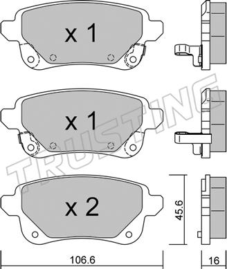 Trusting 1112.1 - Тормозные колодки, дисковые, комплект parts5.com