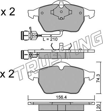 Trusting 188.0 - Тормозные колодки, дисковые, комплект parts5.com