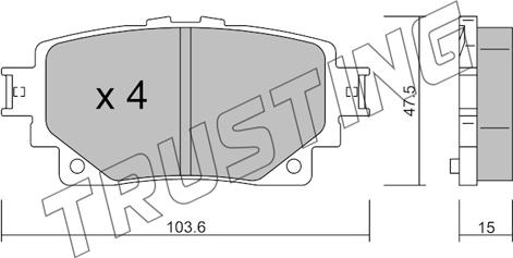 Trusting 1229.0 - Тормозные колодки, дисковые, комплект parts5.com