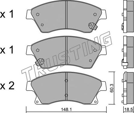 Trusting 855.0 - Тормозные колодки, дисковые, комплект parts5.com