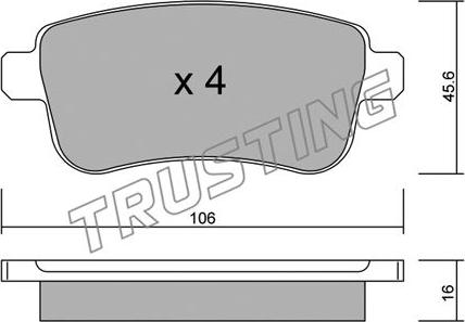 Trusting 834.0 - Тормозные колодки, дисковые, комплект parts5.com