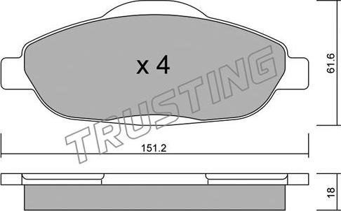 Trusting 820.0 - Тормозные колодки, дисковые, комплект parts5.com