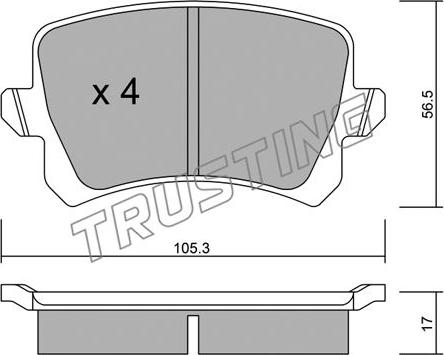 Trusting 822.0 - Тормозные колодки, дисковые, комплект parts5.com