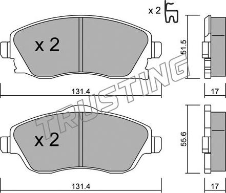 Trusting 349.0 - Тормозные колодки, дисковые, комплект parts5.com