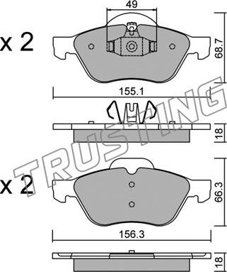 Trusting 344.1 - Тормозные колодки, дисковые, комплект parts5.com