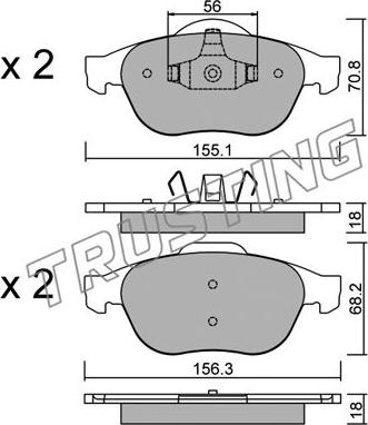 Trusting 345.1 - Тормозные колодки, дисковые, комплект parts5.com