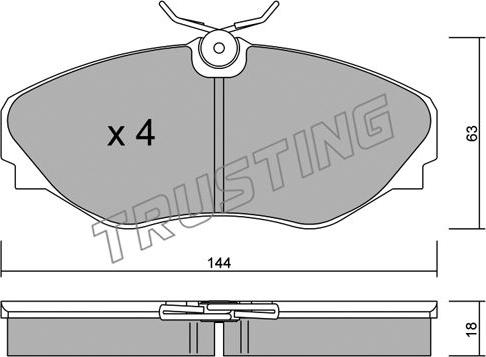 Trusting 347.0 - Тормозные колодки, дисковые, комплект parts5.com