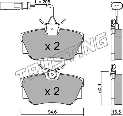 Trusting 355.2 - Тормозные колодки, дисковые, комплект parts5.com