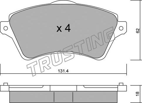 Trusting 358.0 - Тормозные колодки, дисковые, комплект parts5.com