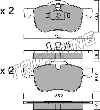 Trusting 318.0 - Тормозные колодки, дисковые, комплект parts5.com