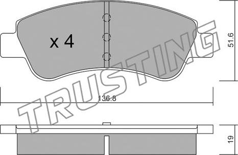 Trusting 336.0 - Тормозные колодки, дисковые, комплект parts5.com