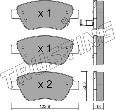 Trusting 330.2 - Тормозные колодки, дисковые, комплект parts5.com