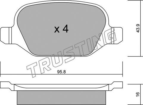 Trusting 333.1 - Тормозные колодки, дисковые, комплект parts5.com