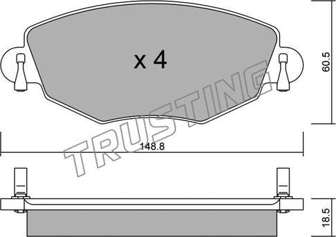 Trusting 327.0 - Тормозные колодки, дисковые, комплект parts5.com