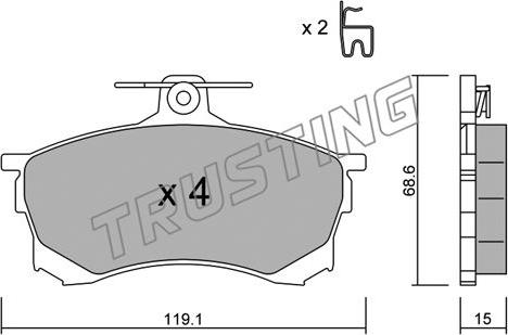 Trusting 259.0 - Тормозные колодки, дисковые, комплект parts5.com