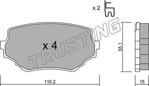 Trusting 258.0 - Тормозные колодки, дисковые, комплект parts5.com