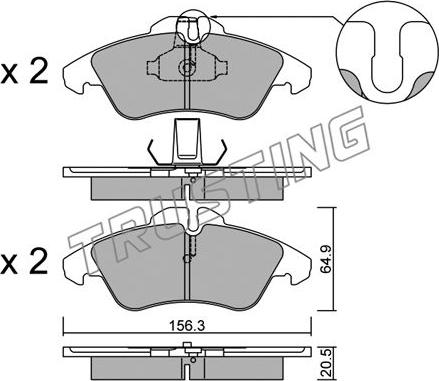 Trusting 265.0 - Тормозные колодки, дисковые, комплект parts5.com