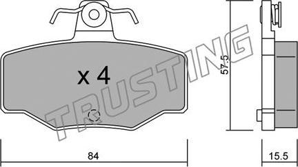 Trusting 207.0 - Тормозные колодки, дисковые, комплект parts5.com