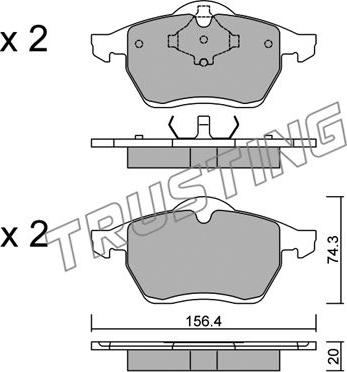 Trusting 288.0 - Тормозные колодки, дисковые, комплект parts5.com