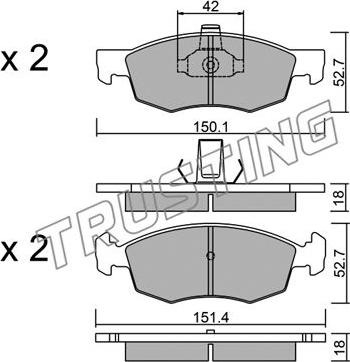 Trusting 283.2 - Тормозные колодки, дисковые, комплект parts5.com