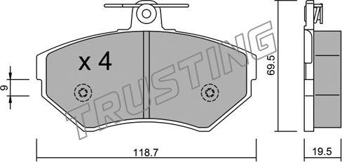 Trusting 224.0 - Тормозные колодки, дисковые, комплект parts5.com