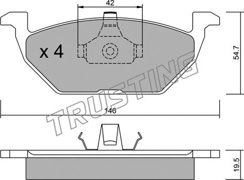 Trusting 220.0 - Тормозные колодки, дисковые, комплект parts5.com