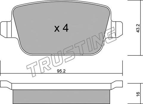 Trusting 796.0 - Тормозные колодки, дисковые, комплект parts5.com