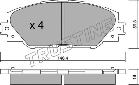 Trusting 764.0 - Тормозные колодки, дисковые, комплект parts5.com