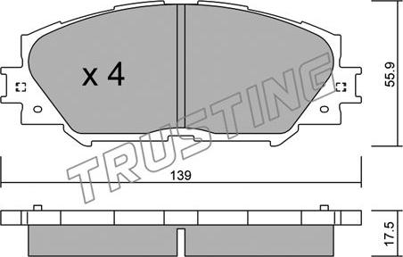 Trusting 763.0 - Тормозные колодки, дисковые, комплект parts5.com