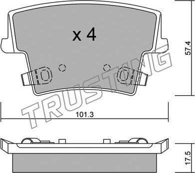 Trusting 734.0 - Тормозные колодки, дисковые, комплект parts5.com