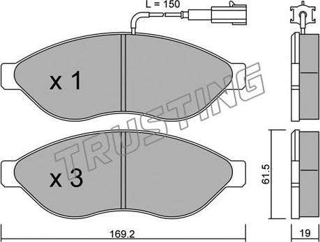 Trusting 724.0 - Тормозные колодки, дисковые, комплект parts5.com