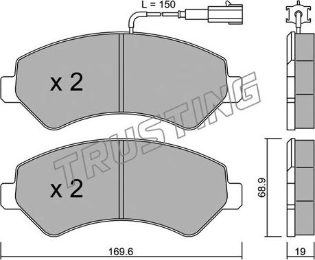 Trusting 725.1 - Тормозные колодки, дисковые, комплект parts5.com